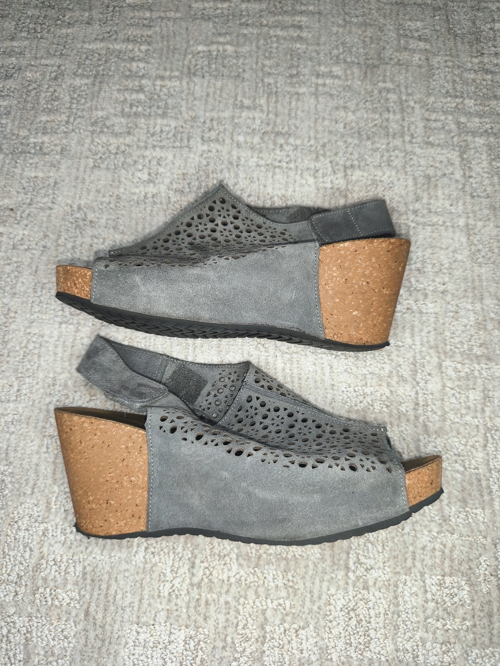 A.Gianetti Womens Sandals Size 10 Gray Leather Made In Italy Open Toe Wedge Heel - Picture 3 of 11